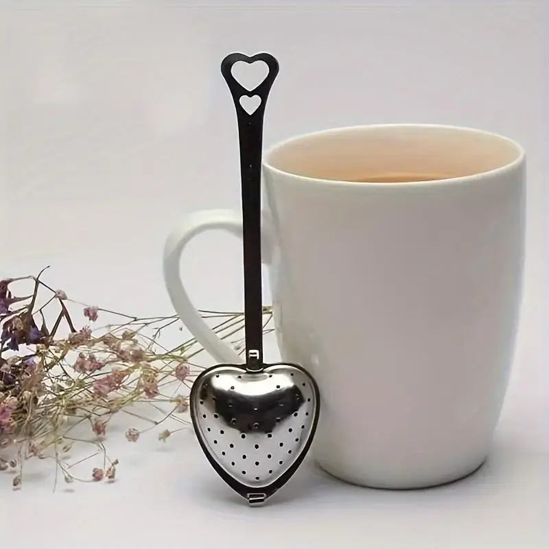 Heart Shaped Stainless Steel Tea Filter, 2pcs Simple Modern Flower Tea Brewer, Drinking Accessories for Home Dinning Room Pic...