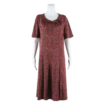 Womens Day Dress Purple Paisley Short Sleeve Knee Length M