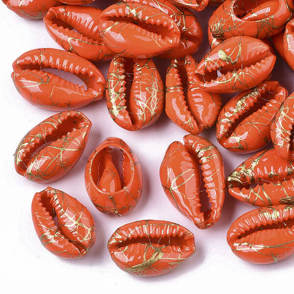 Spray Painted Natural Cowrie Shell Beads
