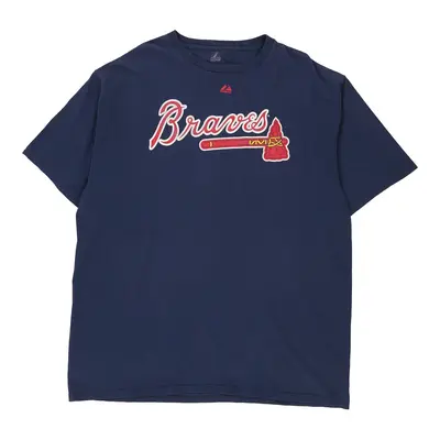 Atlanta Braves Majestic MLB T-Shirt - XL Navy Cotton
