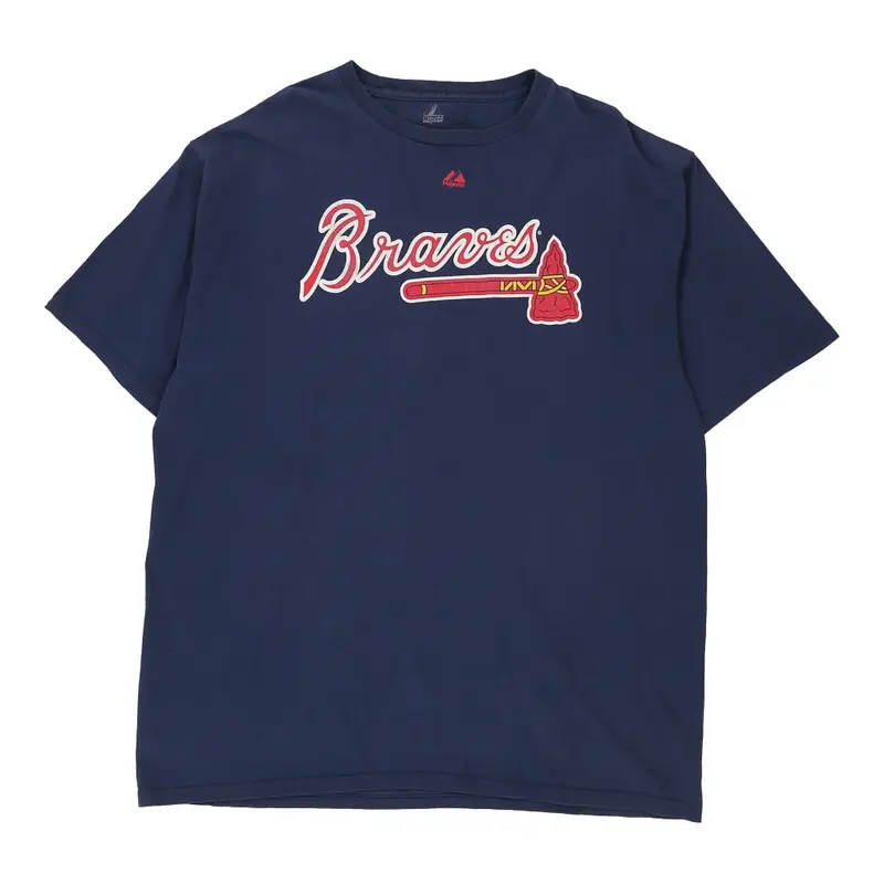 Atlanta Braves Majestic MLB T-Shirt - XL Navy Cotton
