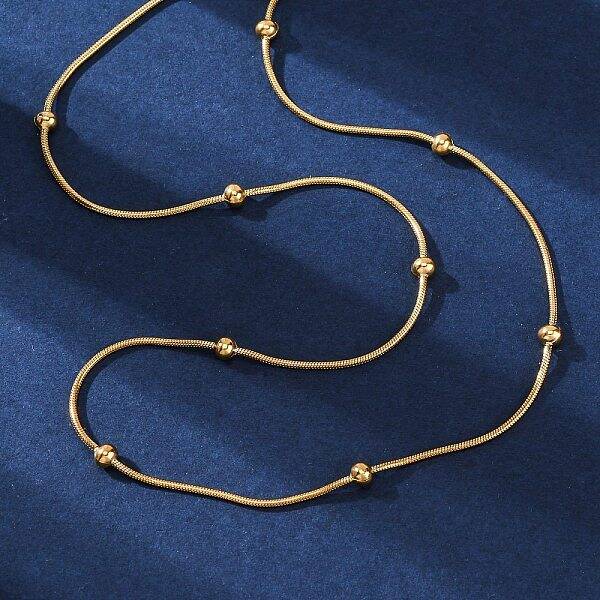 PVD Vacuum Plating 304 Stainless Steel Round Snake Chain Necklaces