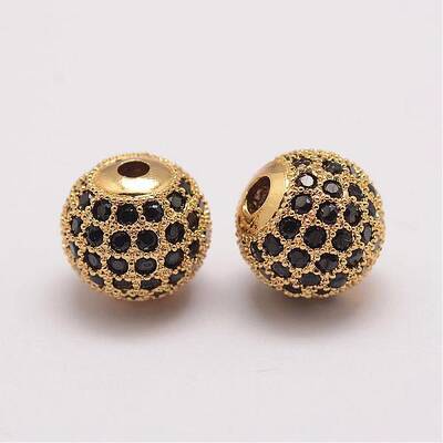 Brass Micro Pave Cubic Zirconia Beads