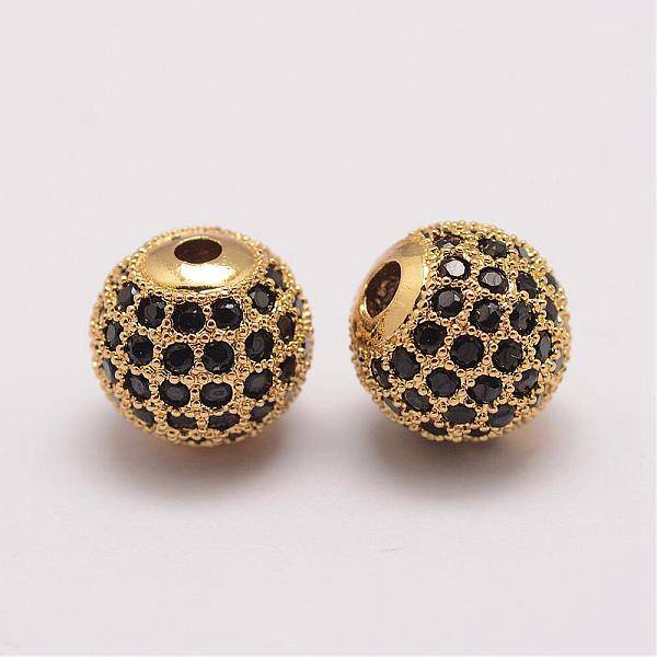 Brass Micro Pave Cubic Zirconia Beads