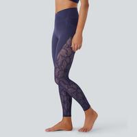 Halara Softlyzero™ High Waisted Crossover Side Pocket Contrast Lace 7/8 Yoga Leggings-UPF50+