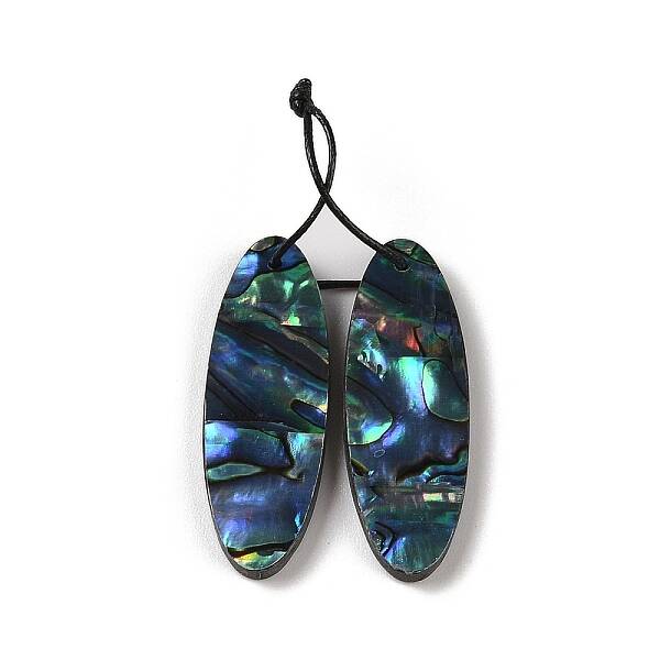 2Pcs Natural Abalone Shell/Paua Shell Pendants