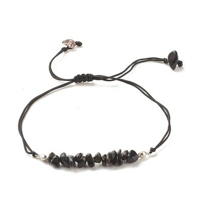 Natural Obsidian Chips Braided Bead Bracelet