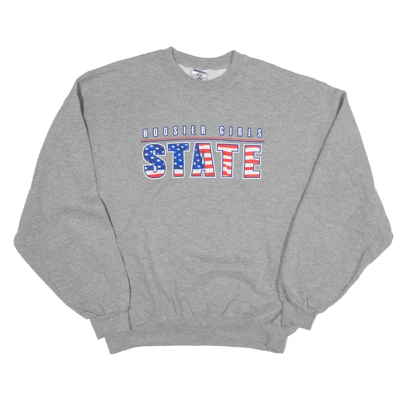 JERZEES Hoosier Girls State USA Sweatshirt Grey Womens XL