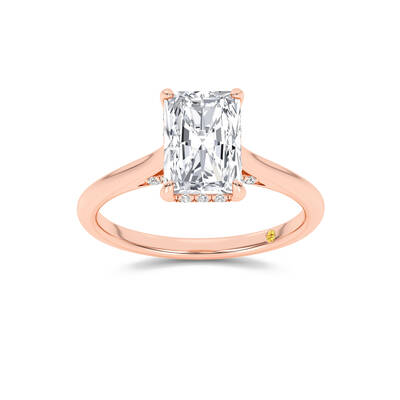 Twinkle Halo Radiant Cut Lab Grown Diamond Engagement Ring | 14K Rose Gold 3 3/4 CT. TW.