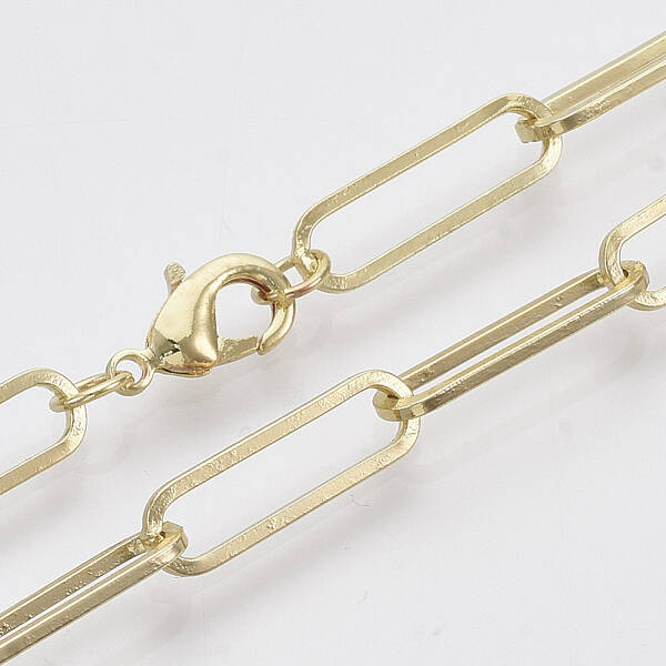 Brass Flat Oval Paperclip Chain Necklace Making