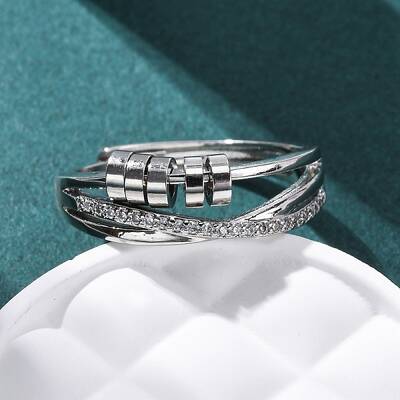 Brass Micro Pave Clear Cubic Zirconia Finger Rings for Women Ease Anxiety