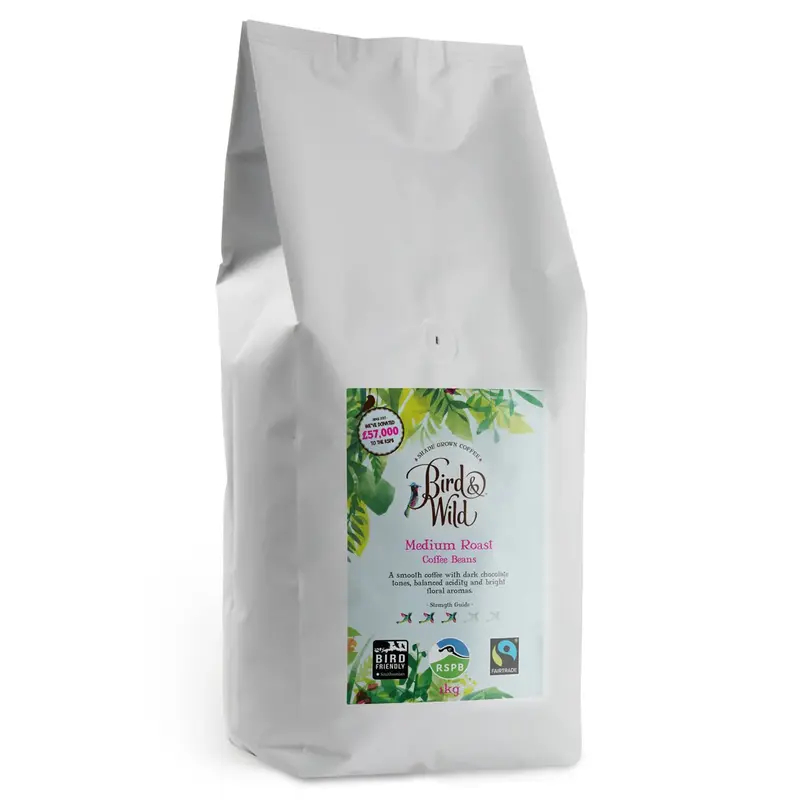 Medium Roast Fairtrade Organic Coffee, Beans or Ground - 200g, 500g, 1kg | Size: Whole Bean | Grind: 1Kg