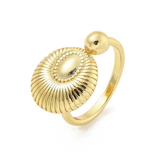 Rack Plated Brass Oval Open Cuff Ring for Women