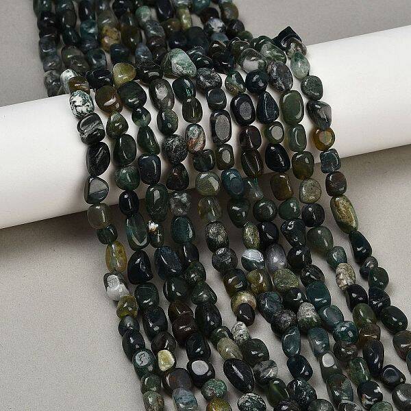 Natural Moss Agate Beads Strands