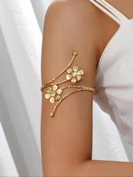 Fashion Flower Design Cuff Bangle, Fashionable Body Jewelry for Women & Girls, Trendy All-match & Exquisite Jewelry for Birth...