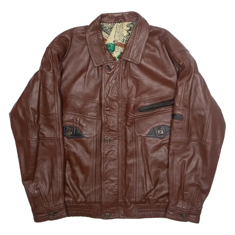 Mens Jacket Brown Faux Leather XL