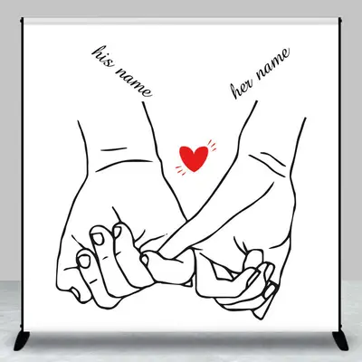 Simple Lines Hands Custom Valentines Day Backdrop - Aperturee