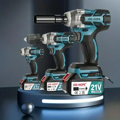 Electric High Torque Impact Wrench Tools, 1 Count 21V Brushless Cordless Electric Impact Tools For Home & Car Use, Construc...