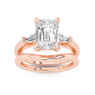 Ignite Lab Grown Emerald Cut Diamond Engagement Ring with the Zola Wedding Band | 14K Rose Gold 3 1/2 ct. tw.