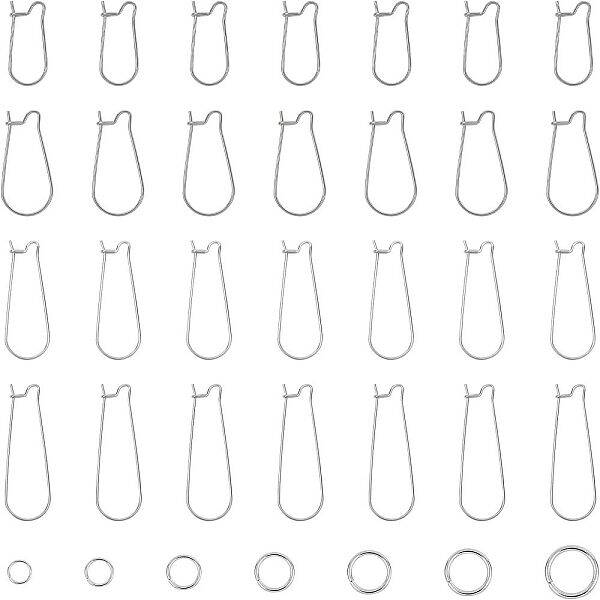 316 Stainless Steel Hoop Earrings Findings & 304 Stainless Steel Open Jump Rings Findings Kits