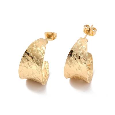 Ion Plating(IP) 304 Stainless Steel Chunky C-shape Stud Earrings