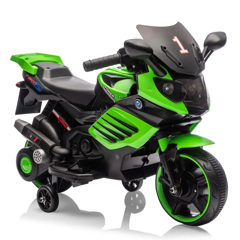 Garvee Kids 6V Ride On Motorcycle With Training Wheels, Battery Powered Toddler Motorcycle For Boys And Girls, Green, 30.31...