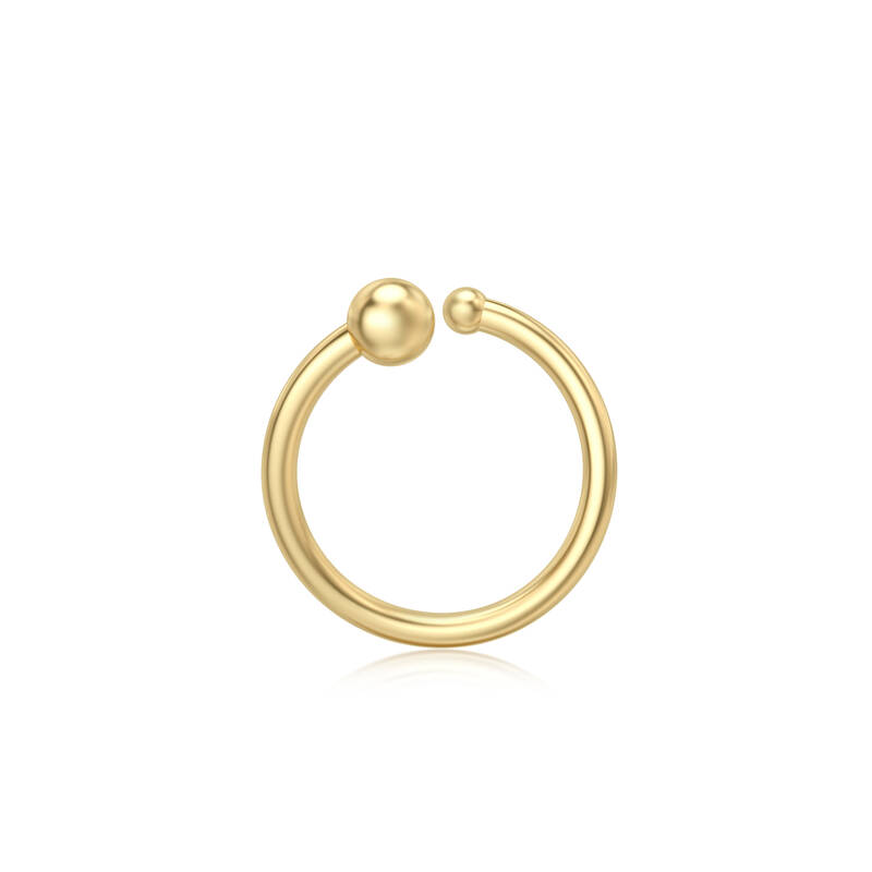 14K Gold Two Ball Nose Ring