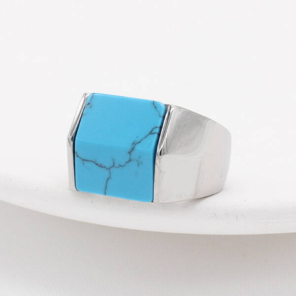 Rectangle Synthetic Turquoise Finger Ring