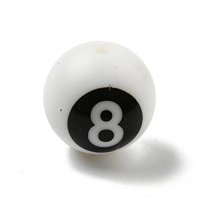 Round with Black Number 8 Silicone Focal Beads