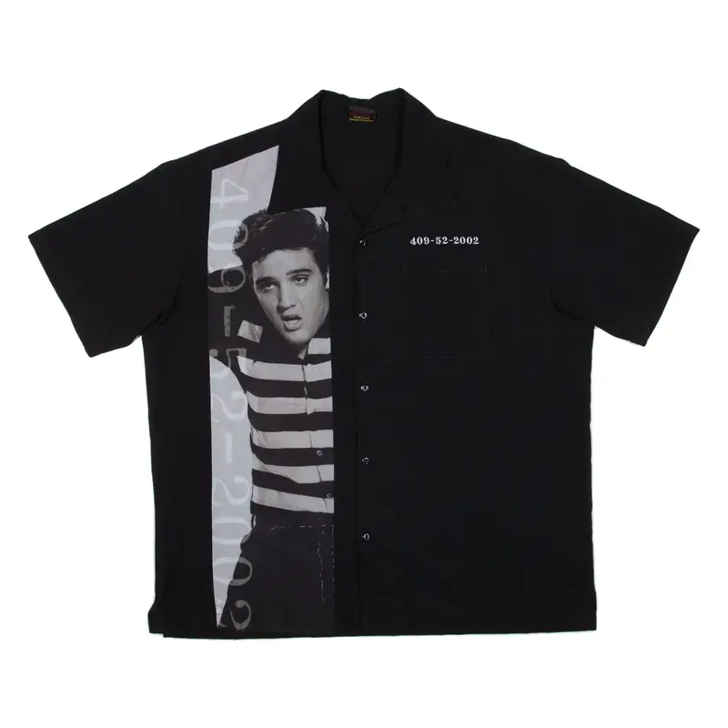 Elvis Presley Mens Plain Shirt Black L