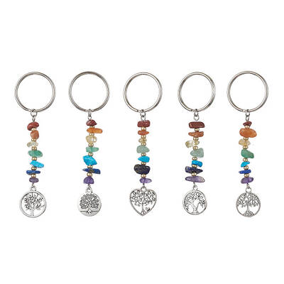 Chakra Natural Gemstone Chips Keychains