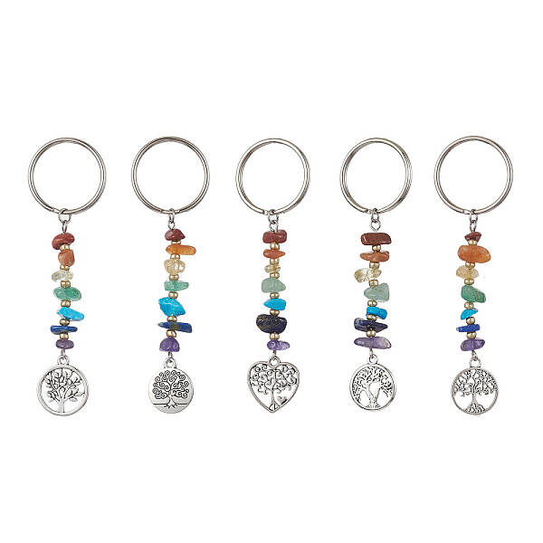 Chakra Natural Gemstone Chips Keychains