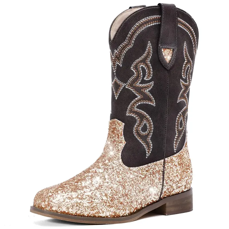 Pasuvo Toddler Girls' Sparkle Glitter Cowboy Boots - Western Mid Calf Riding Shoes for Little & Big Kids | Stylish Cowgirl Bo...