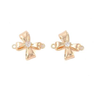 Brass Pave Clear Glass Connector Charms