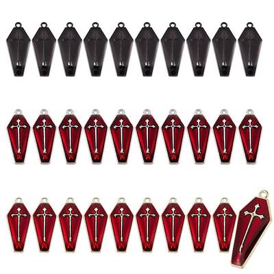 30Pcs 3 Colors Halloween Theme Alloy Enamel Pendants