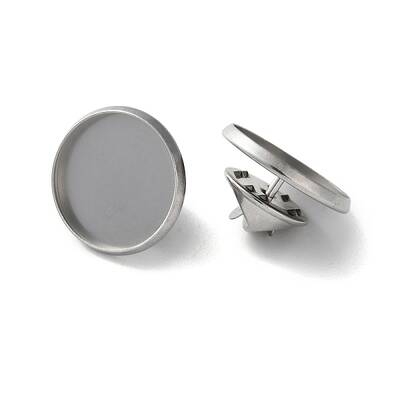 304 Stainless Steel Flat Round Brooch Brooch Base Settings