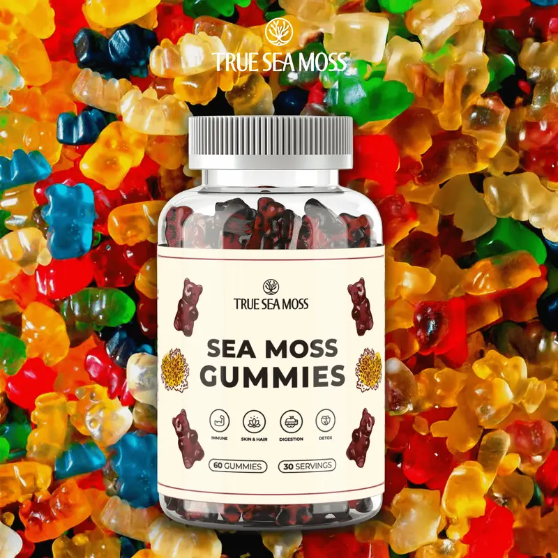 TrueSeaMoss Sea Moss Gummies – With Burdock Root & Bladderwrack – Non-GMO, 60 Gummies – Rich in Minerals & Vitamins –...