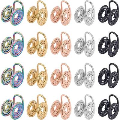 40Pcs 5 Style 304 Stainless Steel Spiral Pad Cuff Earrings