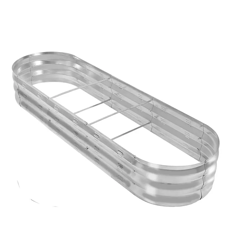 Silver Galvanized Metal Planter Box for Raised Garden Bed, Dimensions 67D x 20W x 10H and Volume 7 cu. Ft