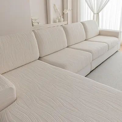 Solid Color Sofa Cover, 1 Count Non-slip Sofa Slipcover, Sofa Protector for Home Living Room, Sofa Protector for L-shaped Sof...