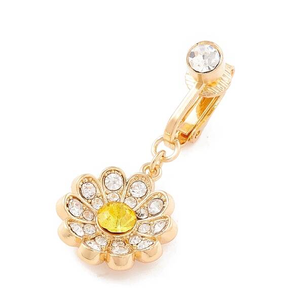 Flower Rhinestone Charm Belly Ring