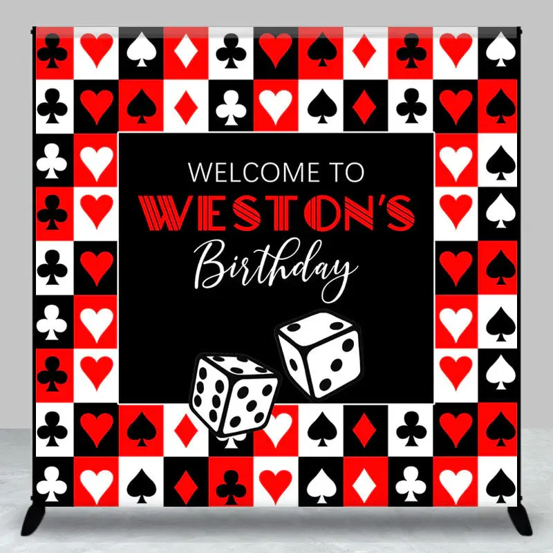 Poker Dice Black Red White Custom Birthday Backdrop - Aperturee