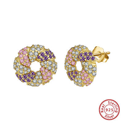925 Sterling Silver Micro Pave Cubic Zirconia Stud Earrings