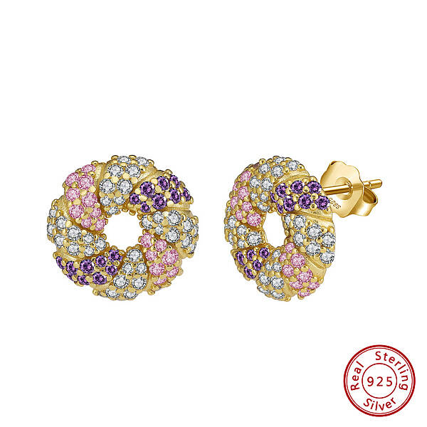 925 Sterling Silver Micro Pave Cubic Zirconia Stud Earrings