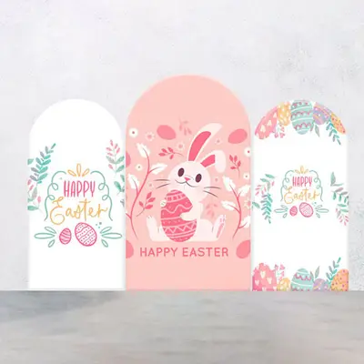 White Pink Bunny Eggs Leaf Easter Arch Backdrop Kit - Aperturee