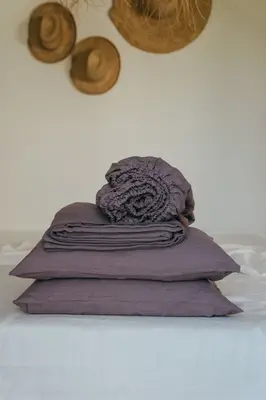 Linen sheets set in Dusty Lavender | Size: US Queen DEEP + King pillowcases