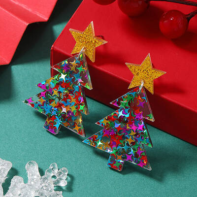 Unique Christmas Tree Stud Earrings