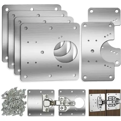 Hinges Repair Fixing Plates,8 Counts Stainless Steel Hinge Repair Board,Cabinet Hinge Repair Plate,Kitchen Cupboard Door Hing...