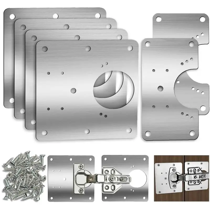 Hinges Repair Fixing Plates,8 Counts Stainless Steel Hinge Repair Board,Cabinet Hinge Repair Plate,Kitchen Cupboard Door Hing...