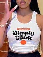 Women's Letter & Fruit Print Tank Top, Summer Clothes Women, Casual Sleeveless Top for Summer, Women's Clothing for Outdoor D...